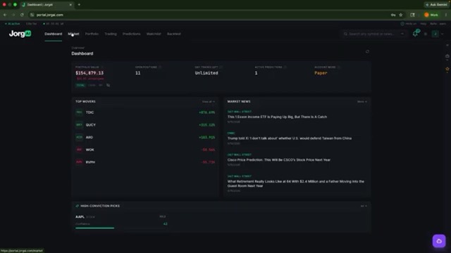 JorgAI platform dashboard